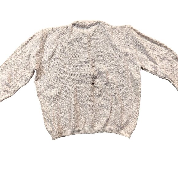Vintage 1940s-1950s Beige/Light Brown 3/4 Sleeve Cardigan Front Pockets Sweater - Picture 6 of 9